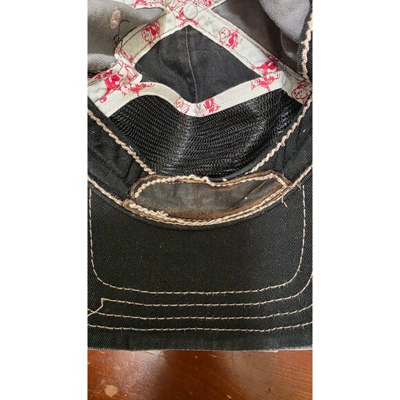 VTG True Religion Distressed Gray & Beige Baseball Cap Embroidered Details & Adj - Picture 9 of 9